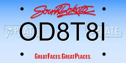 OD8T8I South Dakota License Plate