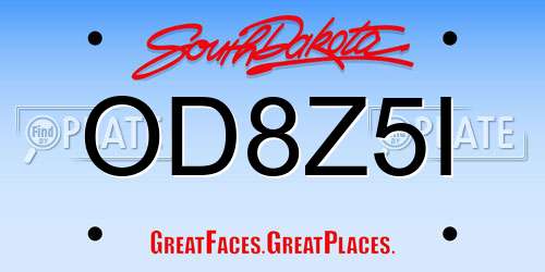 OD8Z5I South Dakota License Plate