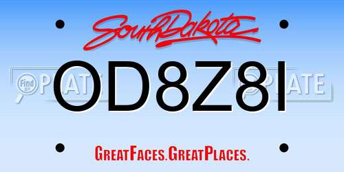 OD8Z8I South Dakota License Plate