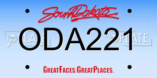 ODA221 South Dakota License Plate