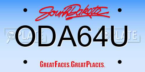 ODA64U South Dakota License Plate