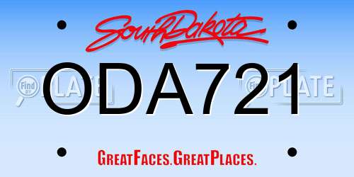 ODA721 South Dakota License Plate