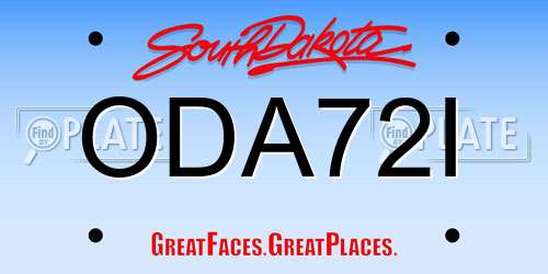 ODA72I South Dakota License Plate