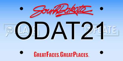 ODAT21 South Dakota License Plate