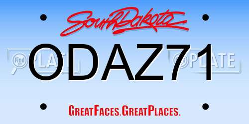 ODAZ71 South Dakota License Plate