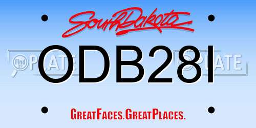 ODB28I South Dakota License Plate