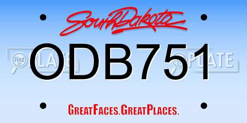ODB751 South Dakota License Plate