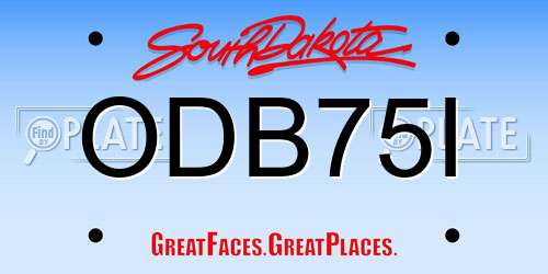 ODB75I South Dakota License Plate