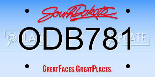ODB781 South Dakota License Plate