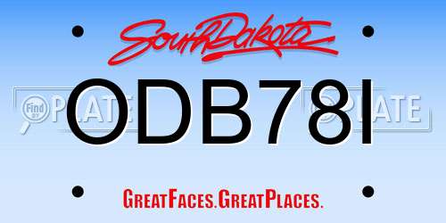 ODB78I South Dakota License Plate