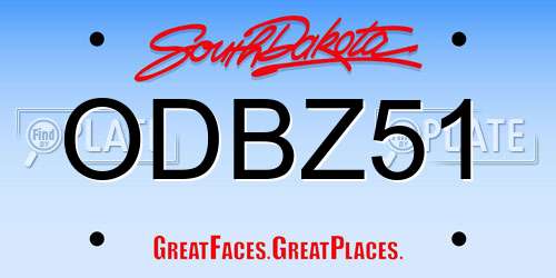 ODBZ51 South Dakota License Plate