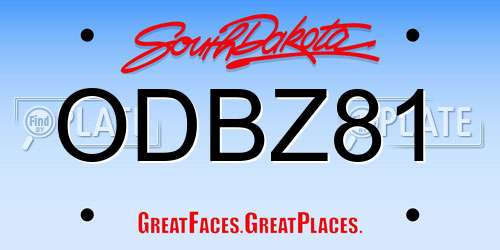 ODBZ81 South Dakota License Plate