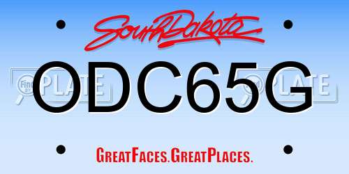 ODC65G South Dakota License Plate