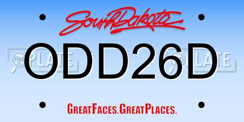 ODD26D South Dakota License Plate