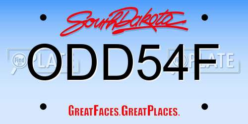 ODD54F South Dakota License Plate