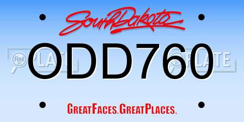ODD760 South Dakota License Plate