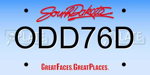ODD76D South Dakota License Plate
