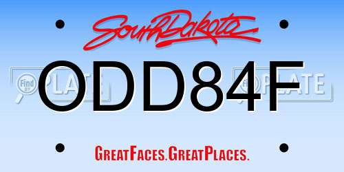 ODD84F South Dakota License Plate