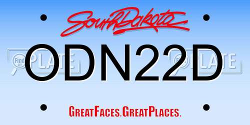 ODN22D South Dakota License Plate