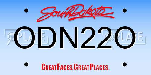 ODN22O South Dakota License Plate