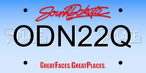 ODN22Q South Dakota License Plate
