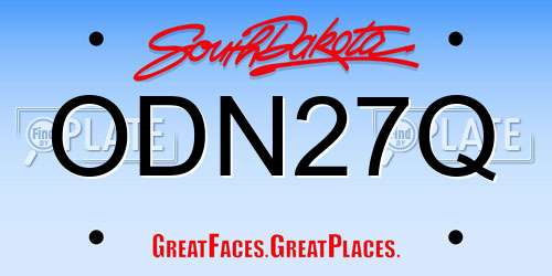 ODN27Q South Dakota License Plate