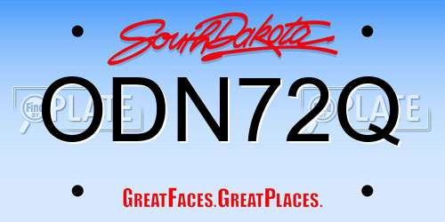 ODN72Q South Dakota License Plate