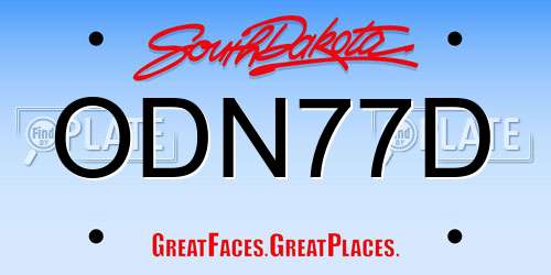 ODN77D South Dakota License Plate
