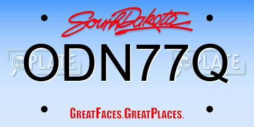 ODN77Q South Dakota License Plate