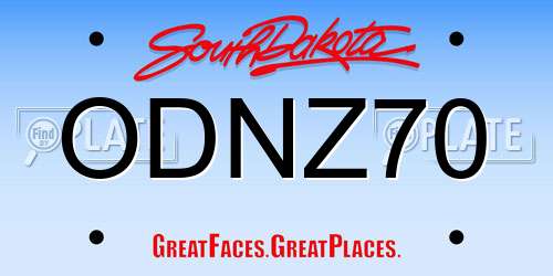 ODNZ70 South Dakota License Plate