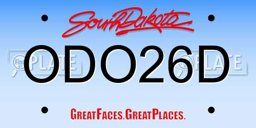 ODO26D South Dakota License Plate