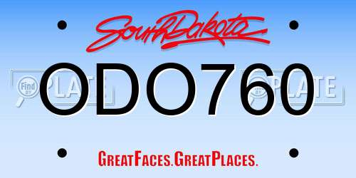 ODO760 South Dakota License Plate