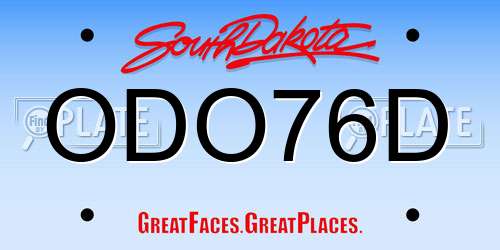 ODO76D South Dakota License Plate