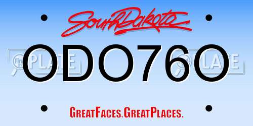 ODO76O South Dakota License Plate