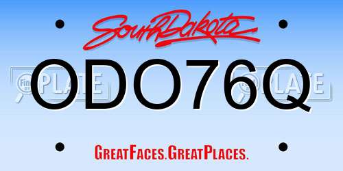ODO76Q South Dakota License Plate