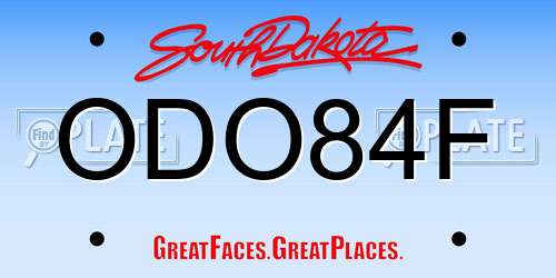 ODO84F South Dakota License Plate