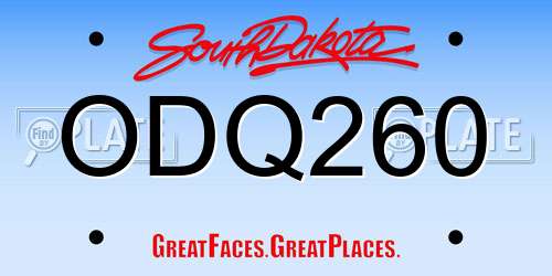 ODQ260 South Dakota License Plate