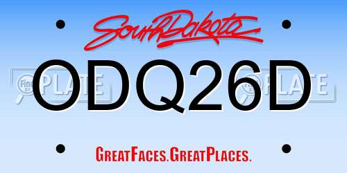 ODQ26D South Dakota License Plate
