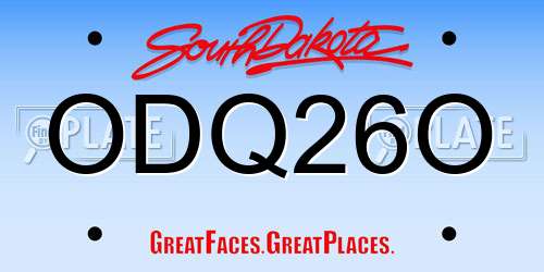 ODQ26O South Dakota License Plate