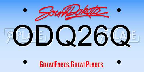 ODQ26Q South Dakota License Plate