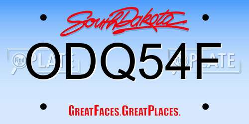 ODQ54F South Dakota License Plate