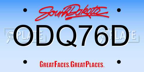 ODQ76D South Dakota License Plate