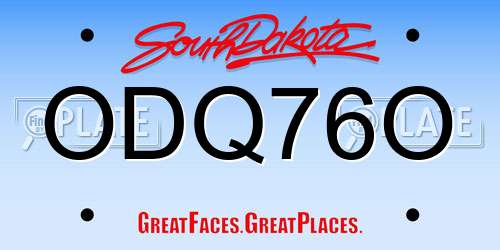 ODQ76O South Dakota License Plate