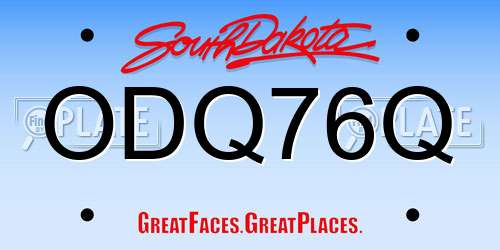 ODQ76Q South Dakota License Plate