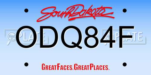 ODQ84F South Dakota License Plate