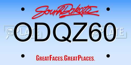 ODQZ60 South Dakota License Plate