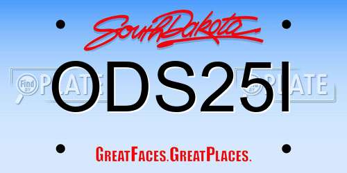 ODS25I South Dakota License Plate