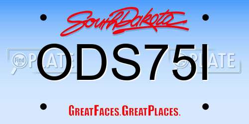ODS75I South Dakota License Plate