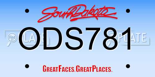 ODS781 South Dakota License Plate