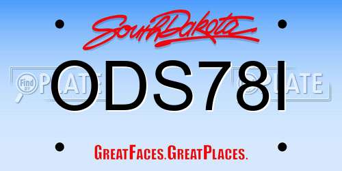 ODS78I South Dakota License Plate